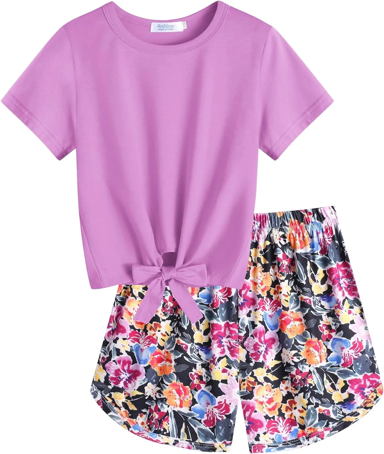 Arshiner Girls Shorts Set Kids 2Pcs Tie Dye Sport T-Shirt and Shorts Set