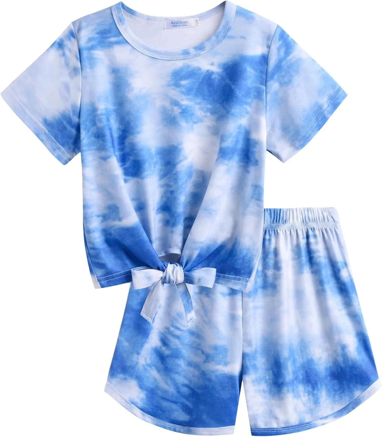 Arshiner Girls Shorts Set Kids 2Pcs Tie Dye Sport T-Shirt and Shorts Set