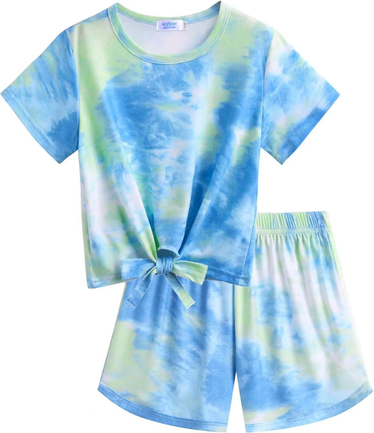 Arshiner Girls Shorts Set Kids 2Pcs Tie Dye Sport T-Shirt and Shorts Set