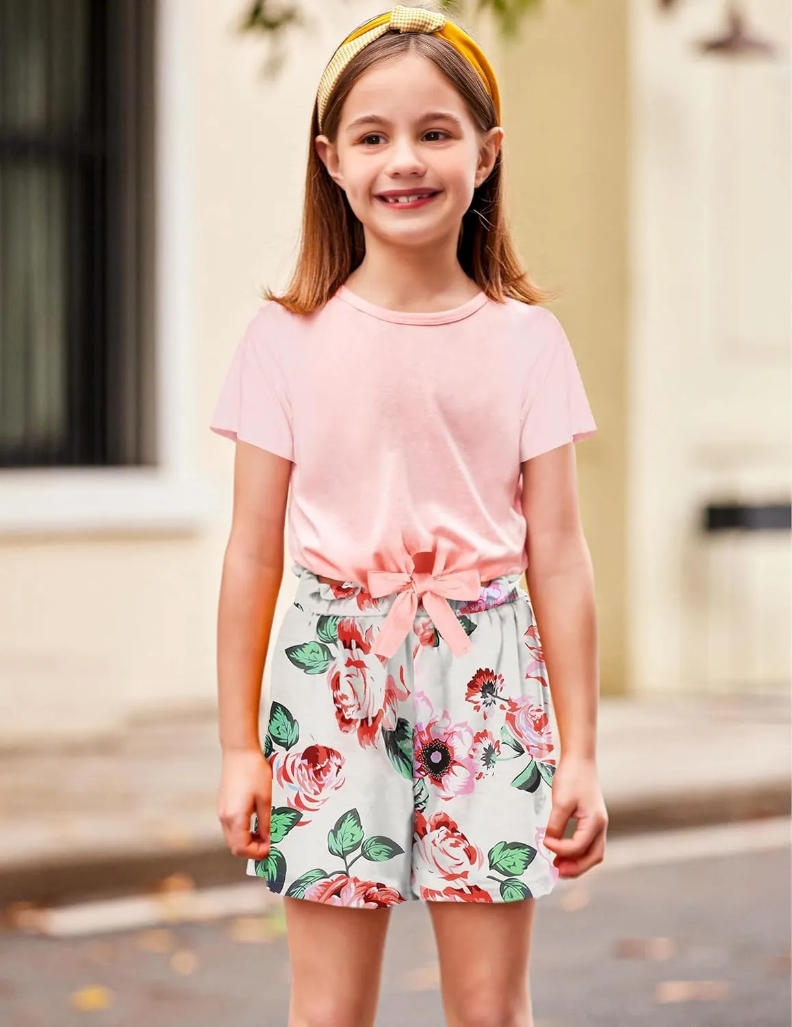 Arshiner Girls Shorts Set Kids 2Pcs Tie Dye Sport T-Shirt and Shorts Set