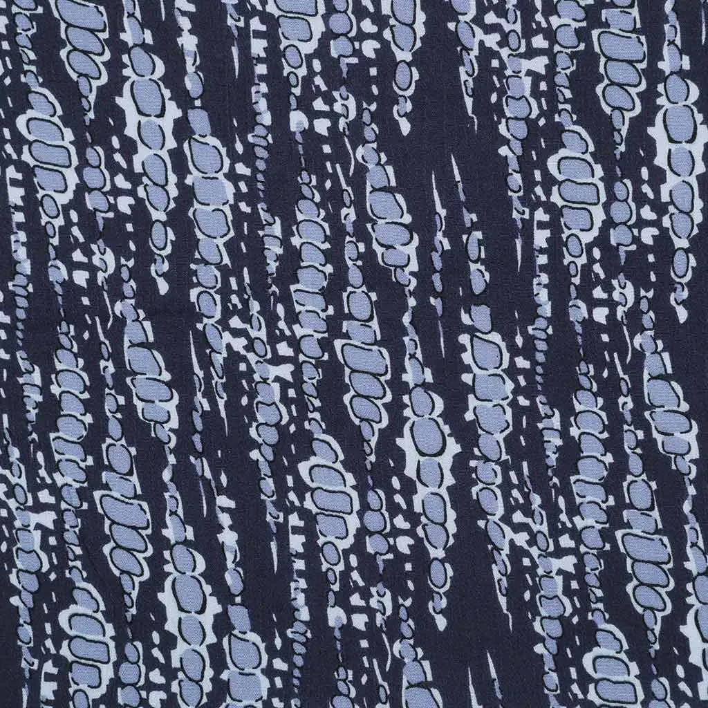 Avignon - Blue Bubbles Viscose Crinkle Woven Fabric Sample
