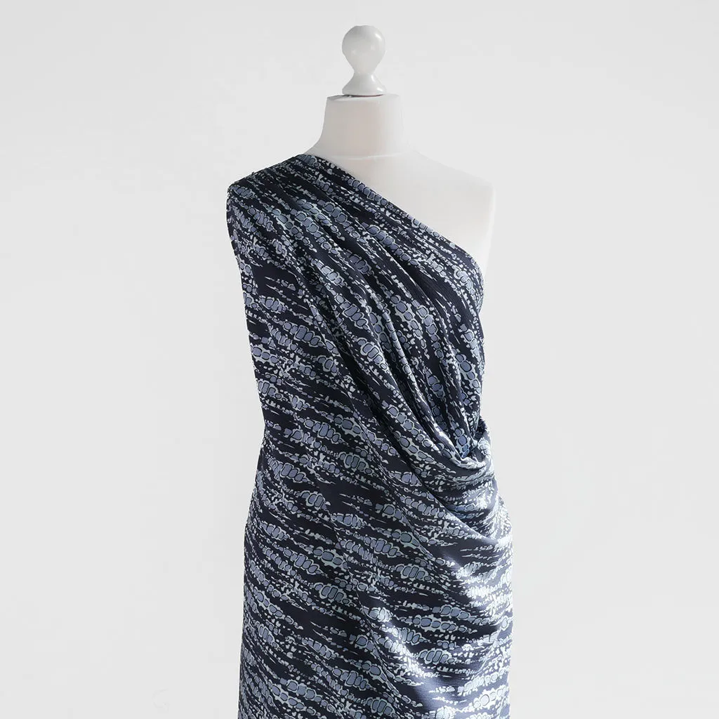 Avignon - Blue Bubbles Viscose Crinkle Woven Fabric Sample
