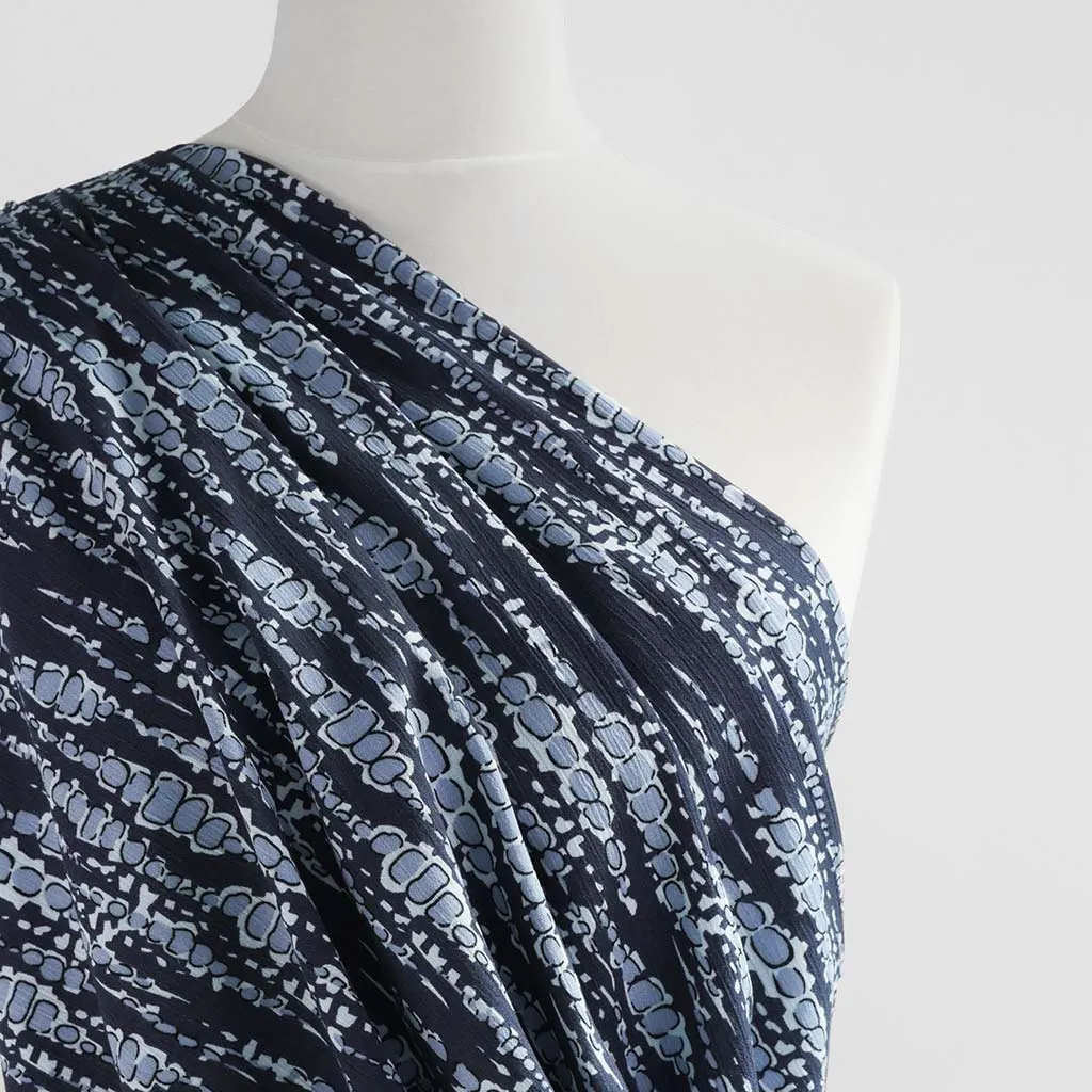 Avignon - Blue Bubbles Viscose Crinkle Woven Fabric Sample
