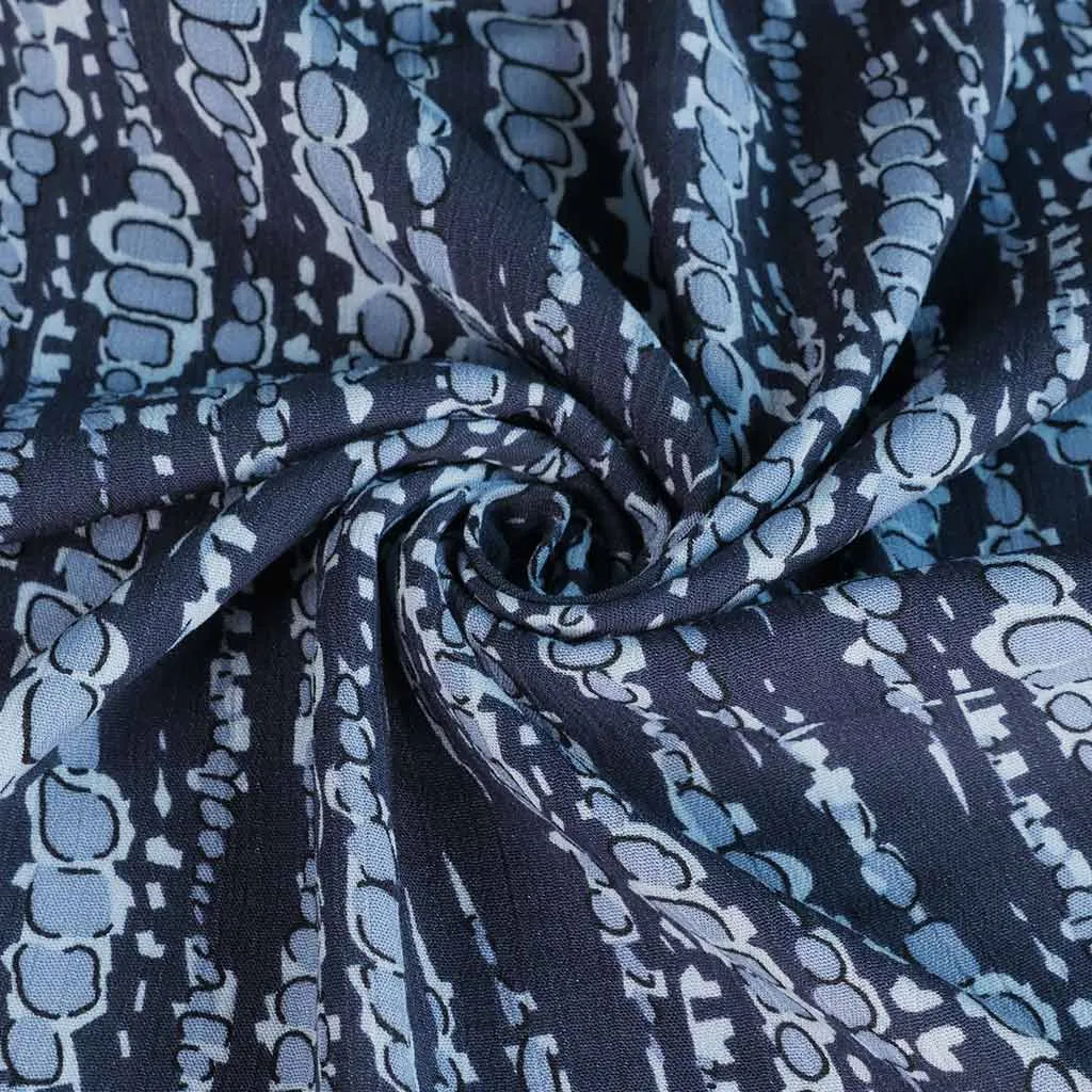 Avignon - Blue Bubbles Viscose Crinkle Woven Fabric Sample