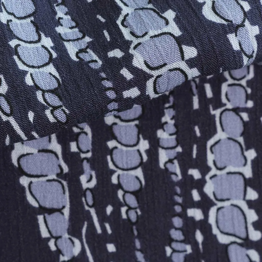 Avignon - Blue Bubbles Viscose Crinkle Woven Fabric Sample
