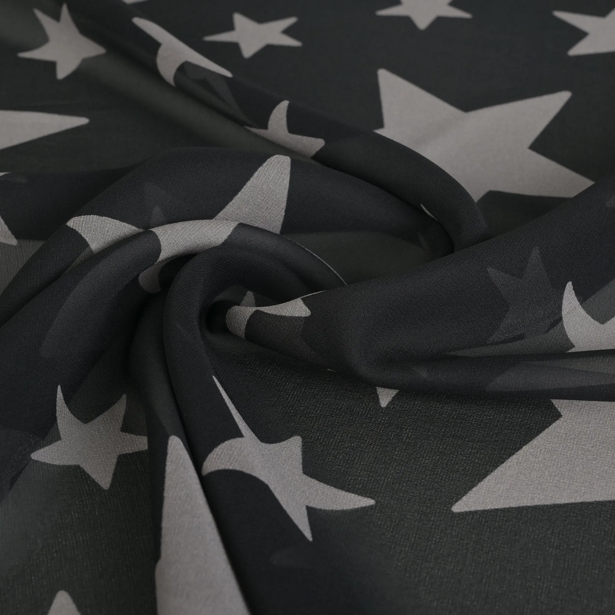 Black Printed Silk Fabric 8661