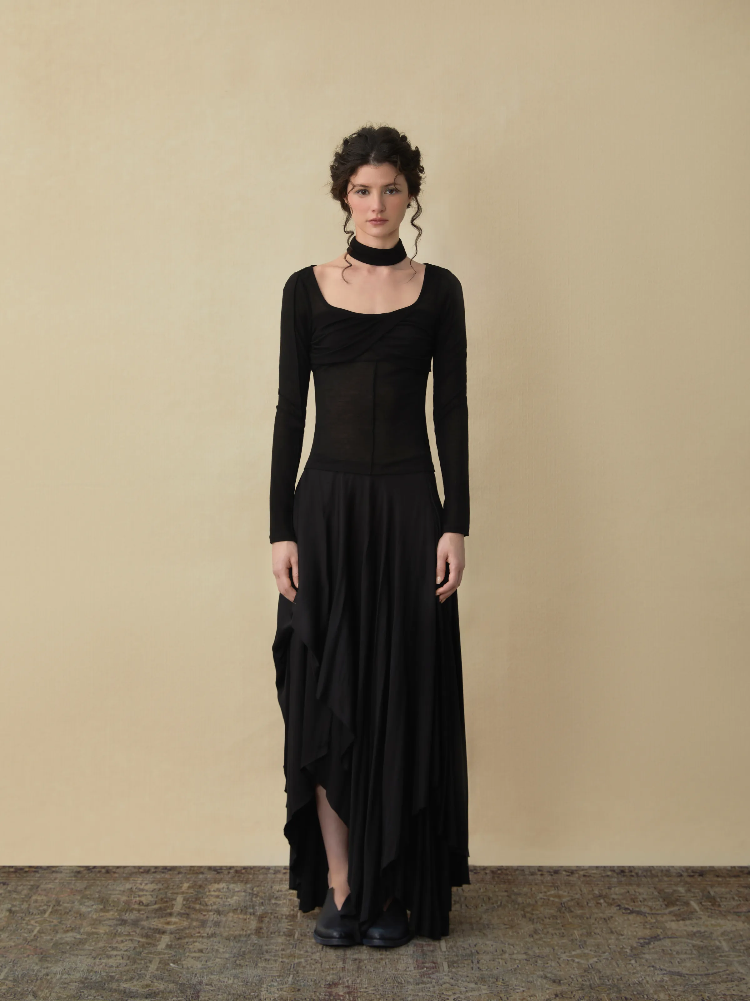 Black Staggered Layers Skirt