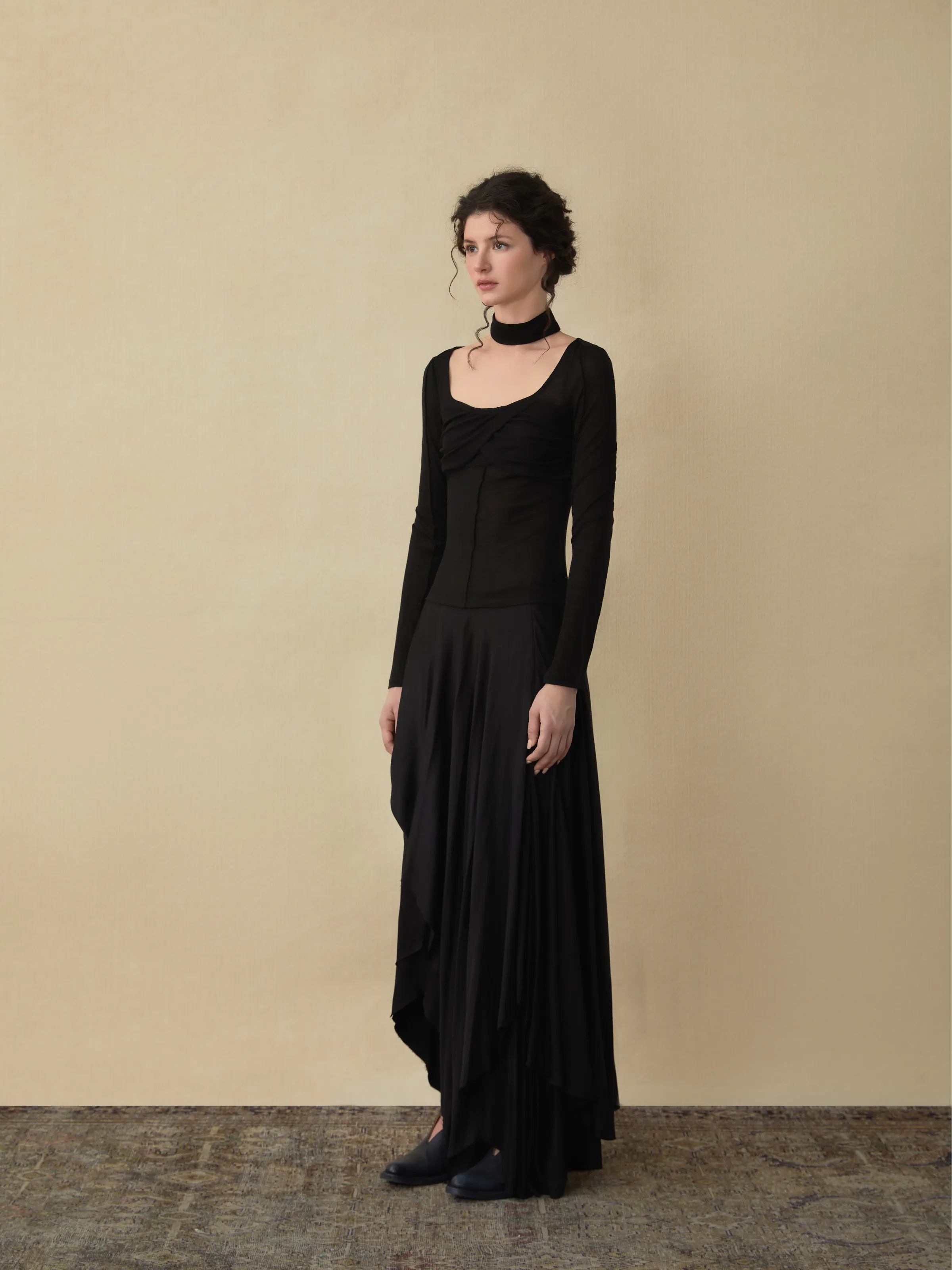 Black Staggered Layers Skirt