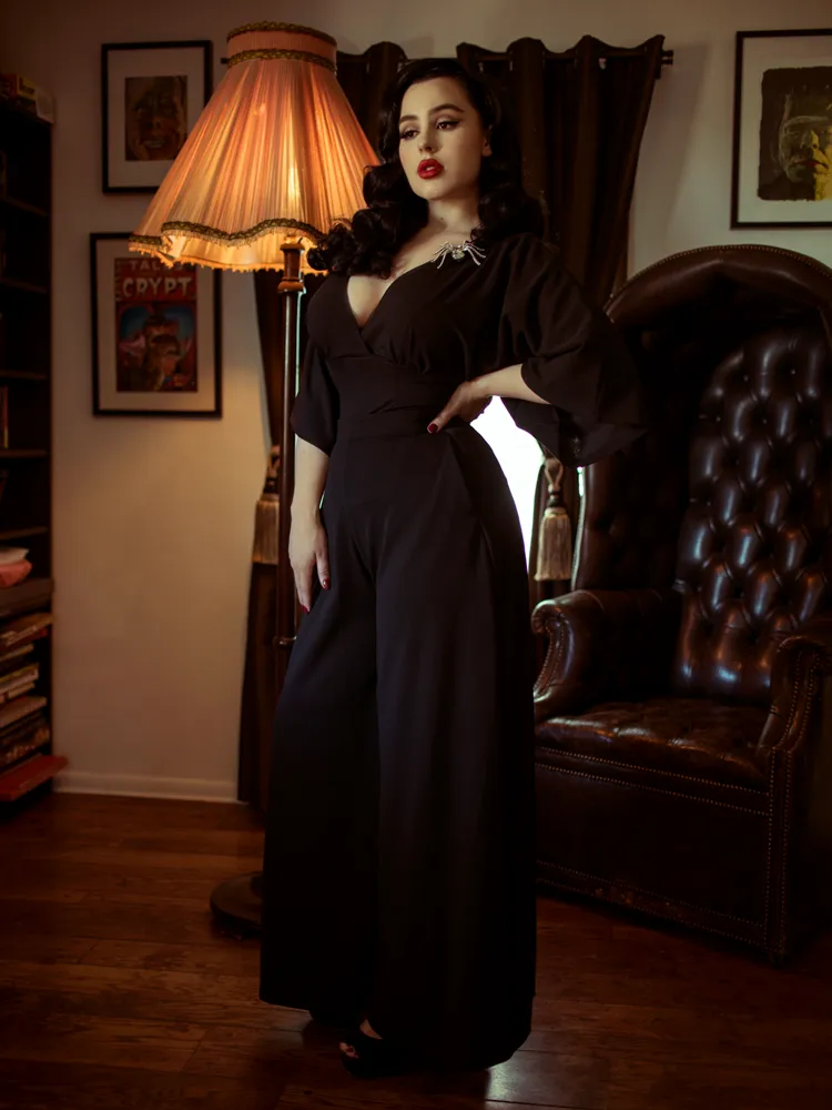 Black Widow Palazzo Pants in Black