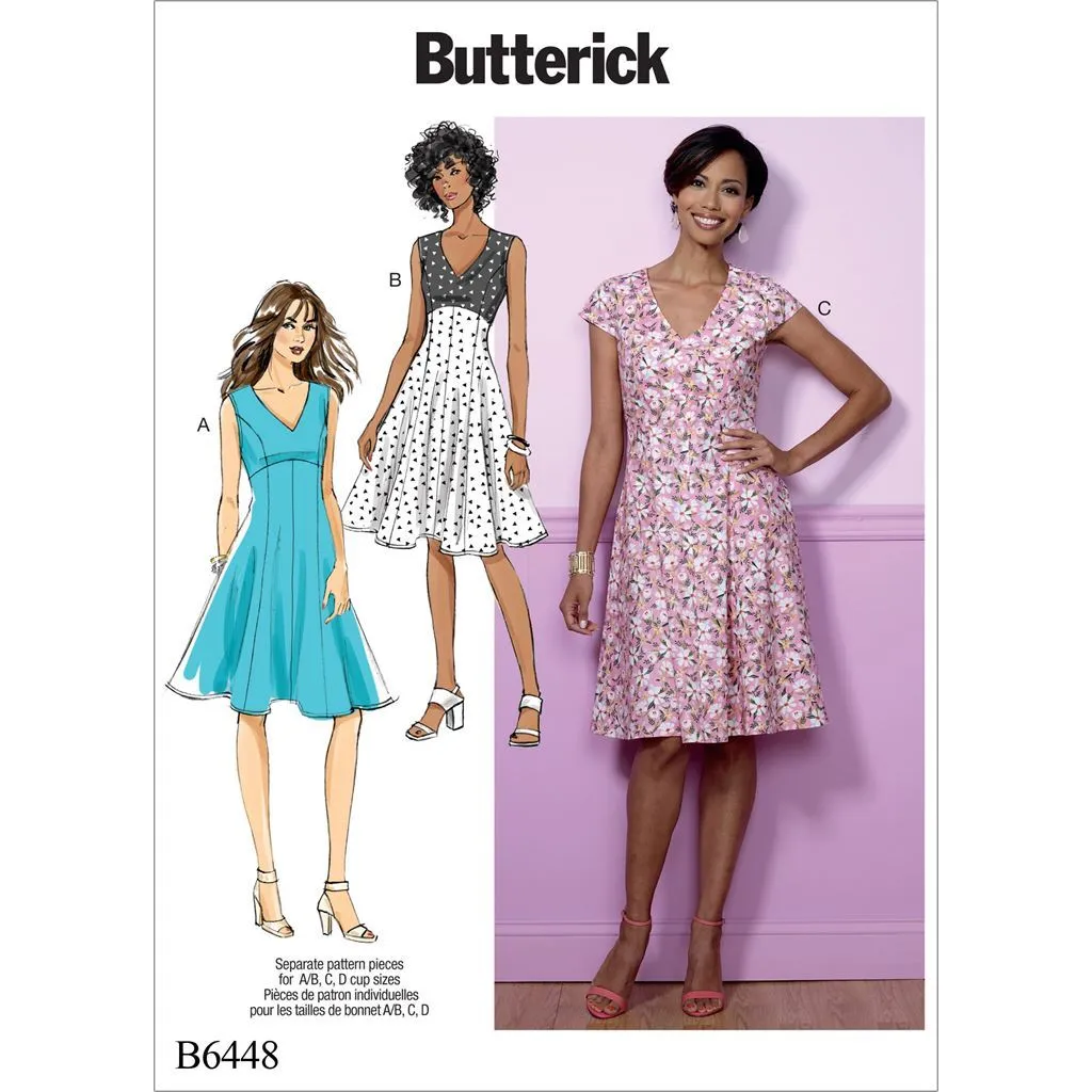 Butterick Pattern B6448 Misses' Fit-and-Flare, Empire-Waist Dresses