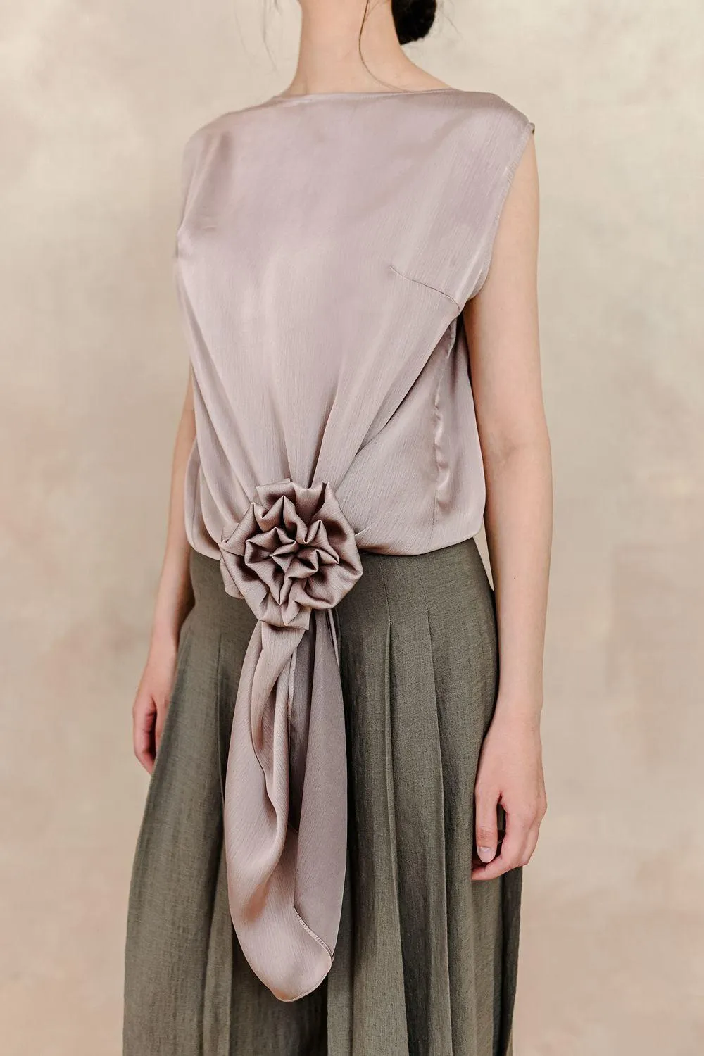 Calliope Pleated Wide Leg Silk Linen Floor Length Pants