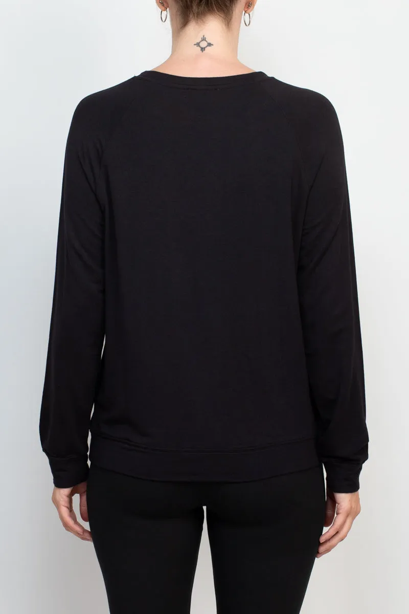 Carmen Marc Valvo Crew Neck long Sleeve Elastic Cuff’s Embellished Knit Top