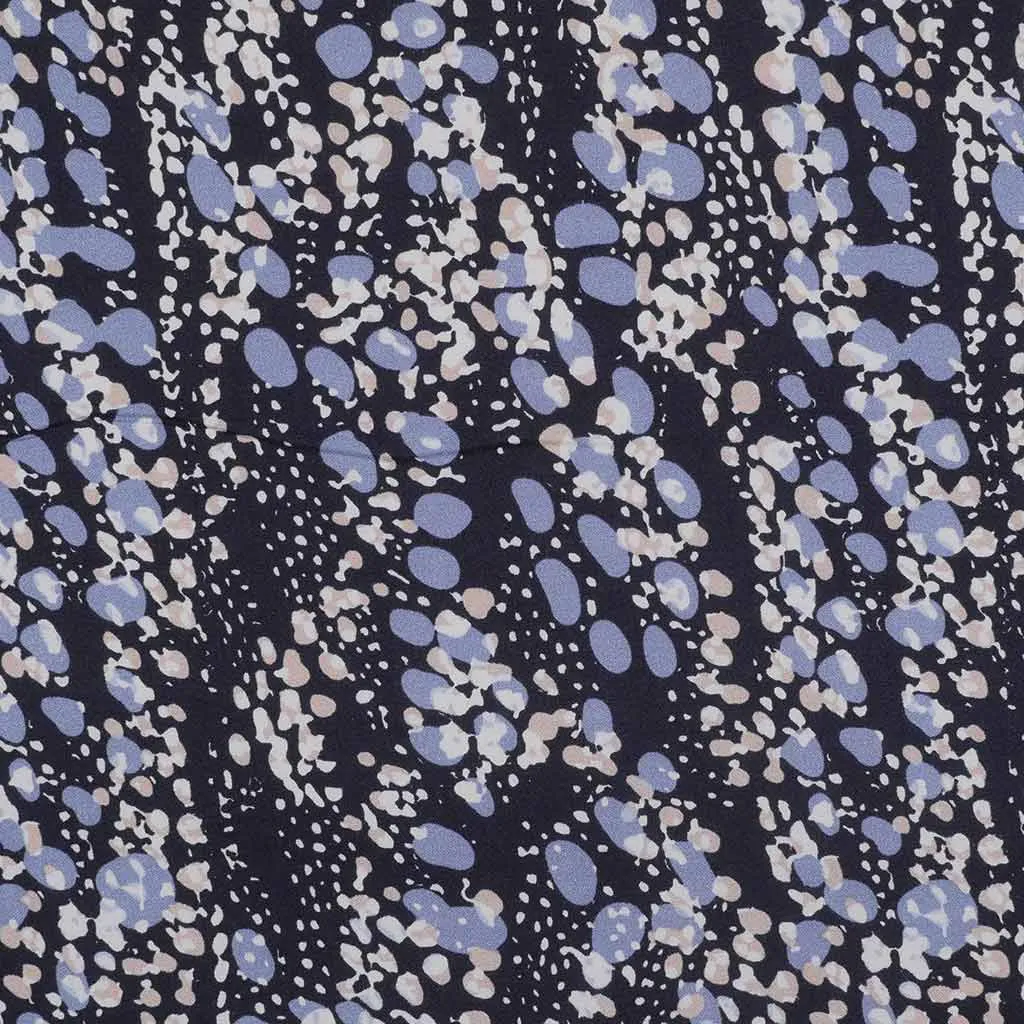 Cassis - Navy Larva Spots Viscose Crepe Woven Fabric