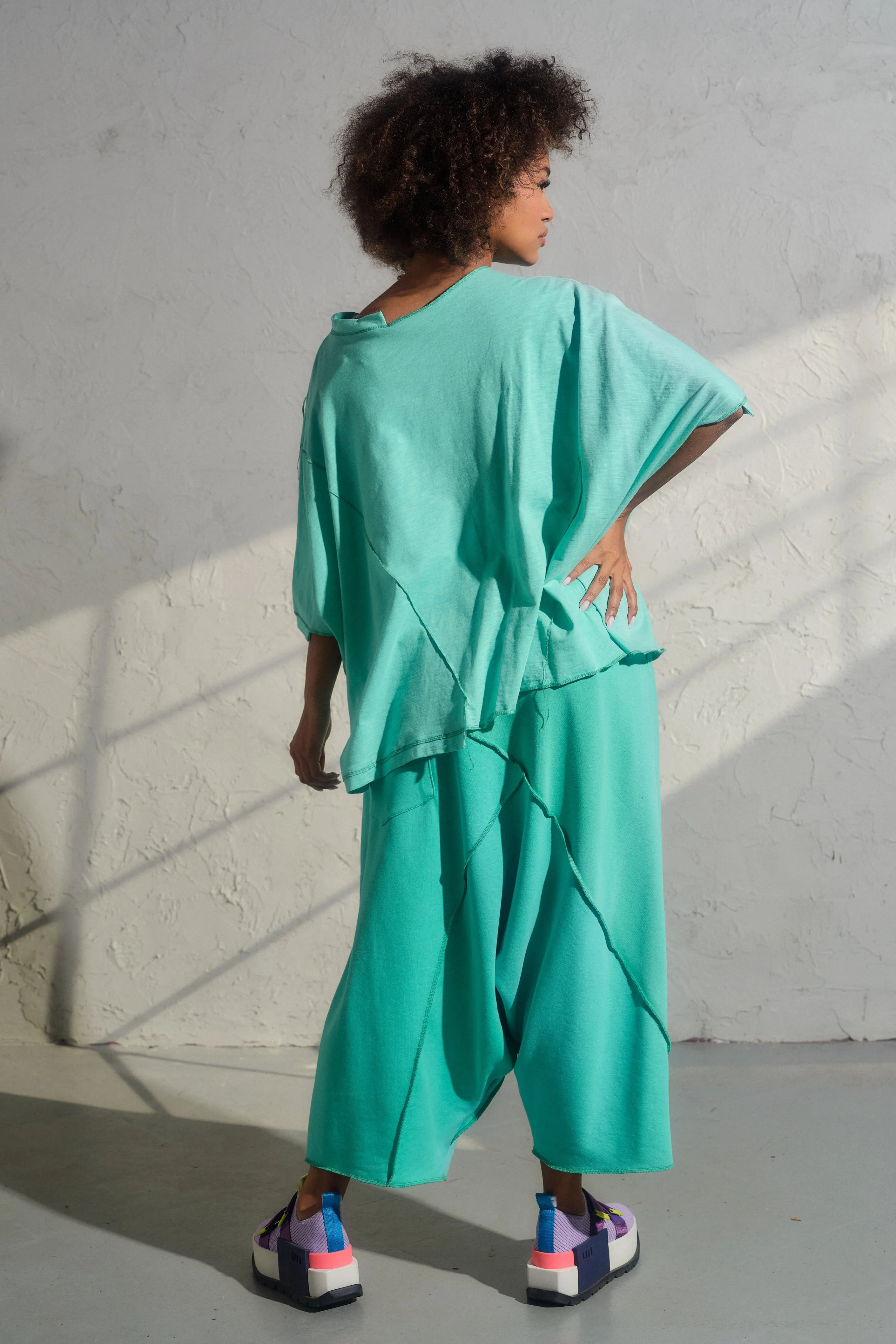 Casual set of two - organic cotton baggy pants and viscose top