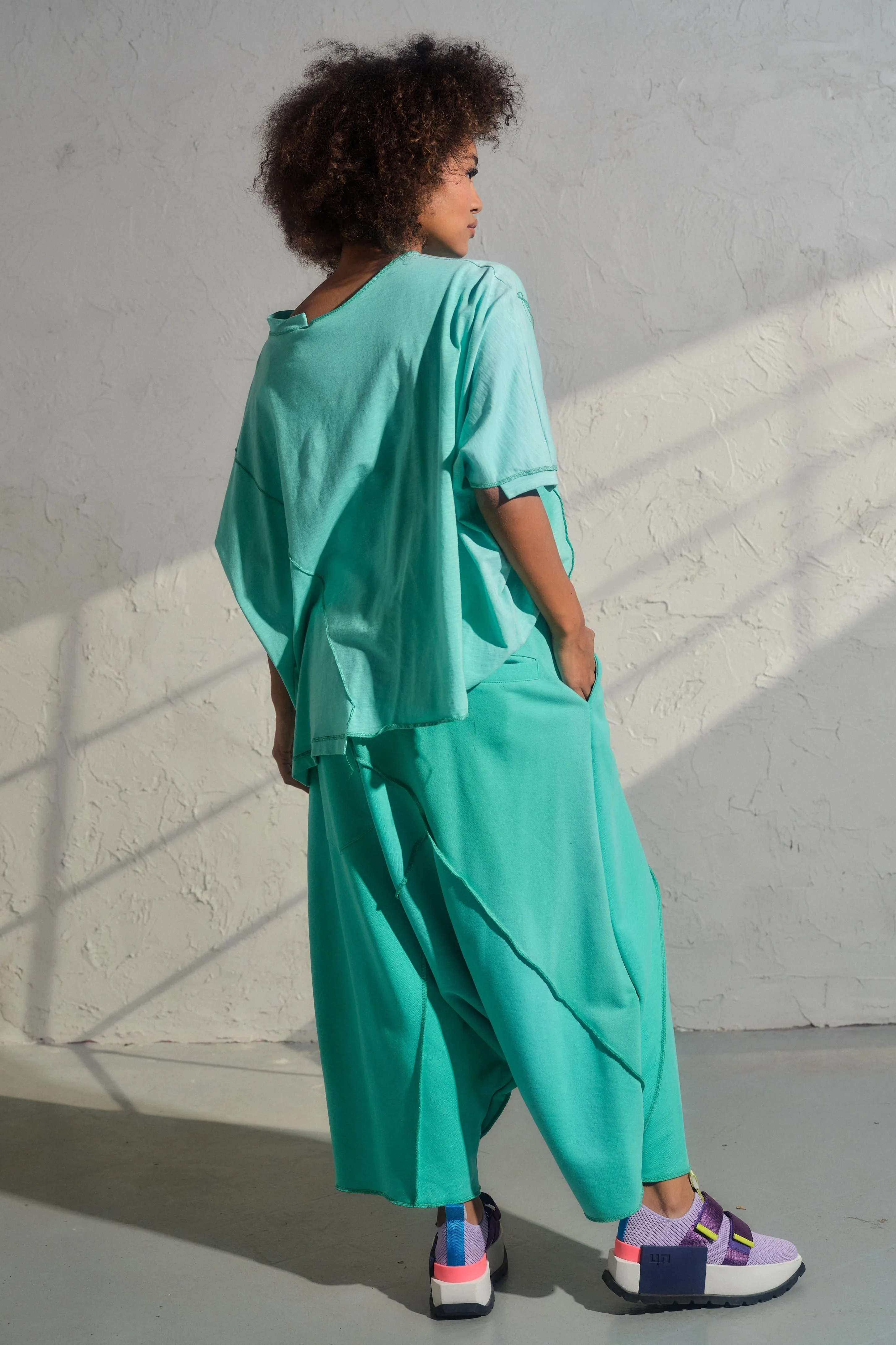 Casual set of two - organic cotton baggy pants and viscose top
