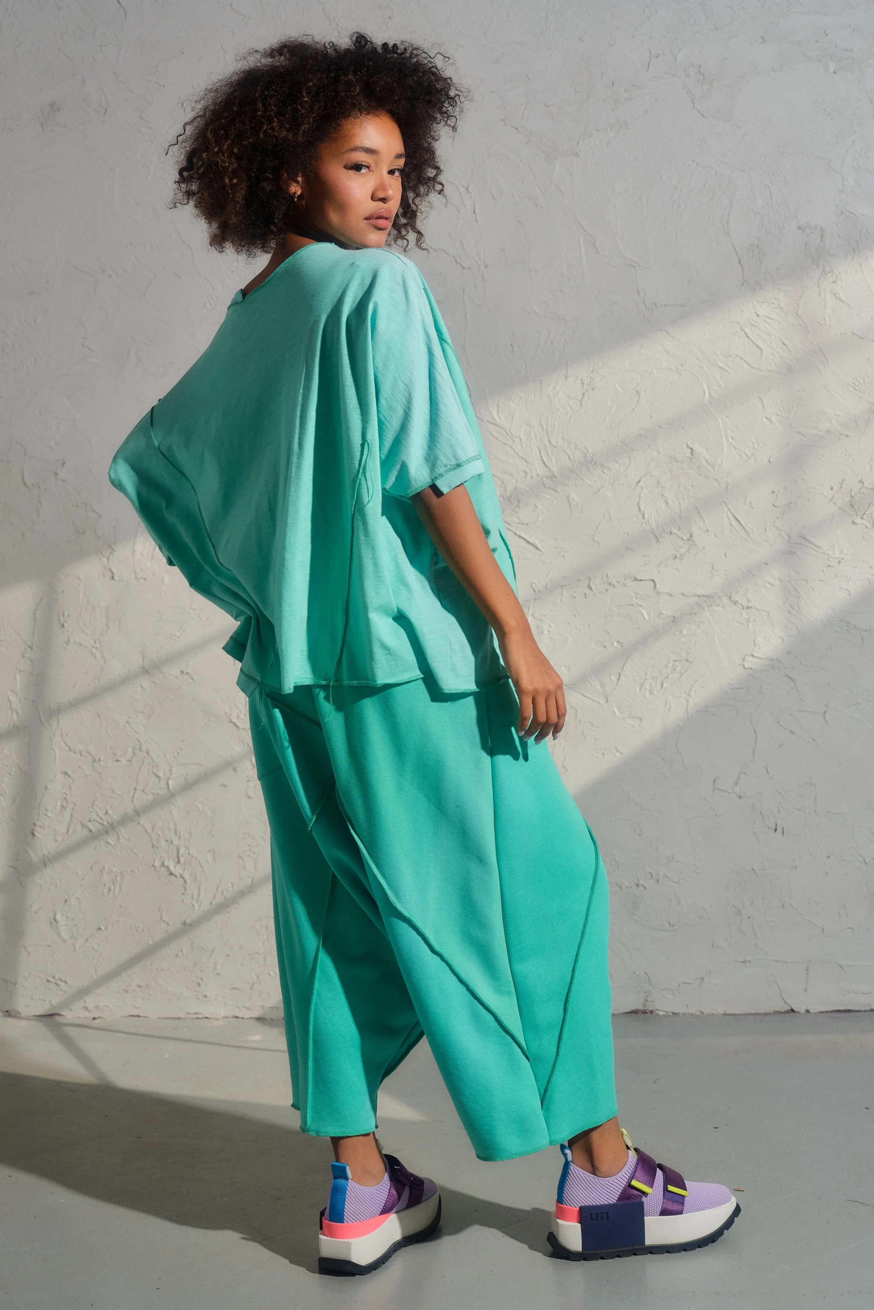 Casual set of two - organic cotton baggy pants and viscose top