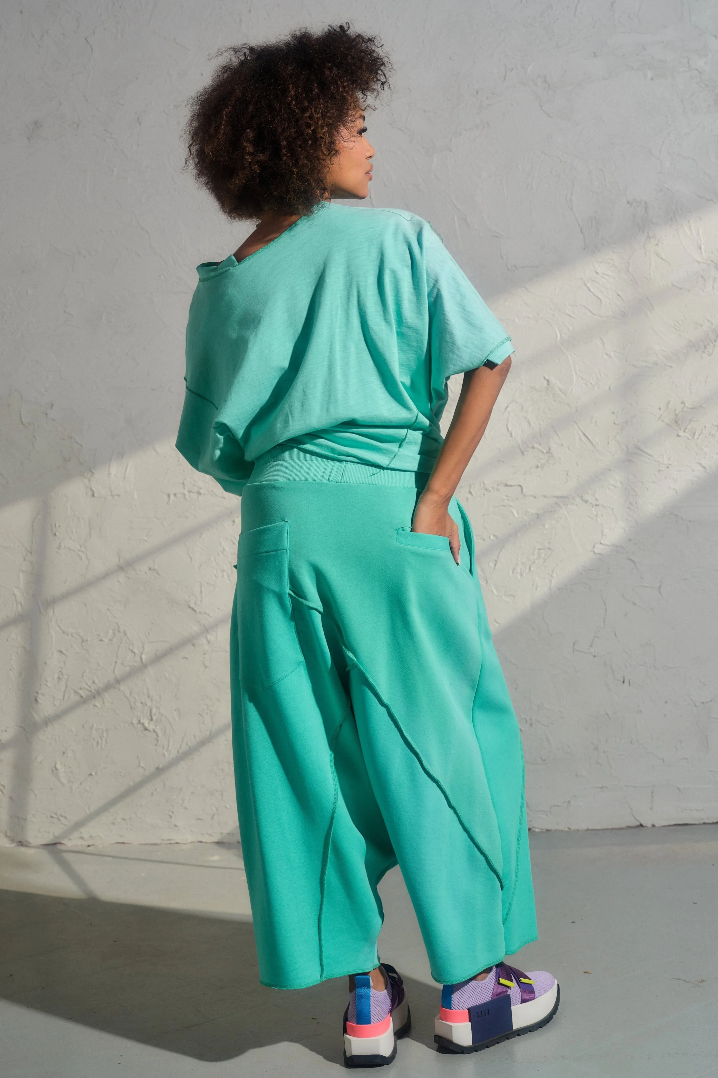 Casual set of two - organic cotton baggy pants and viscose top
