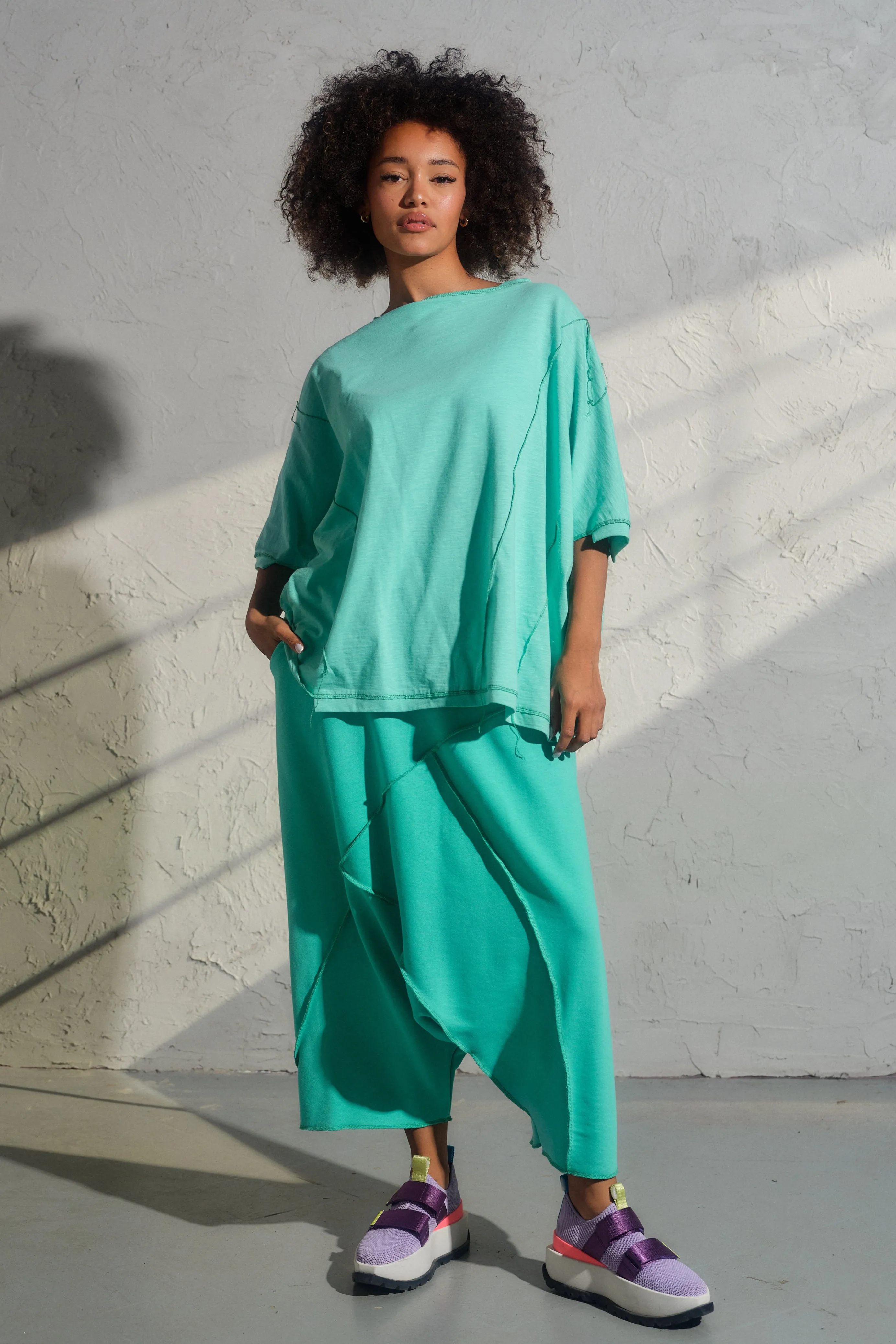 Casual set of two - organic cotton baggy pants and viscose top