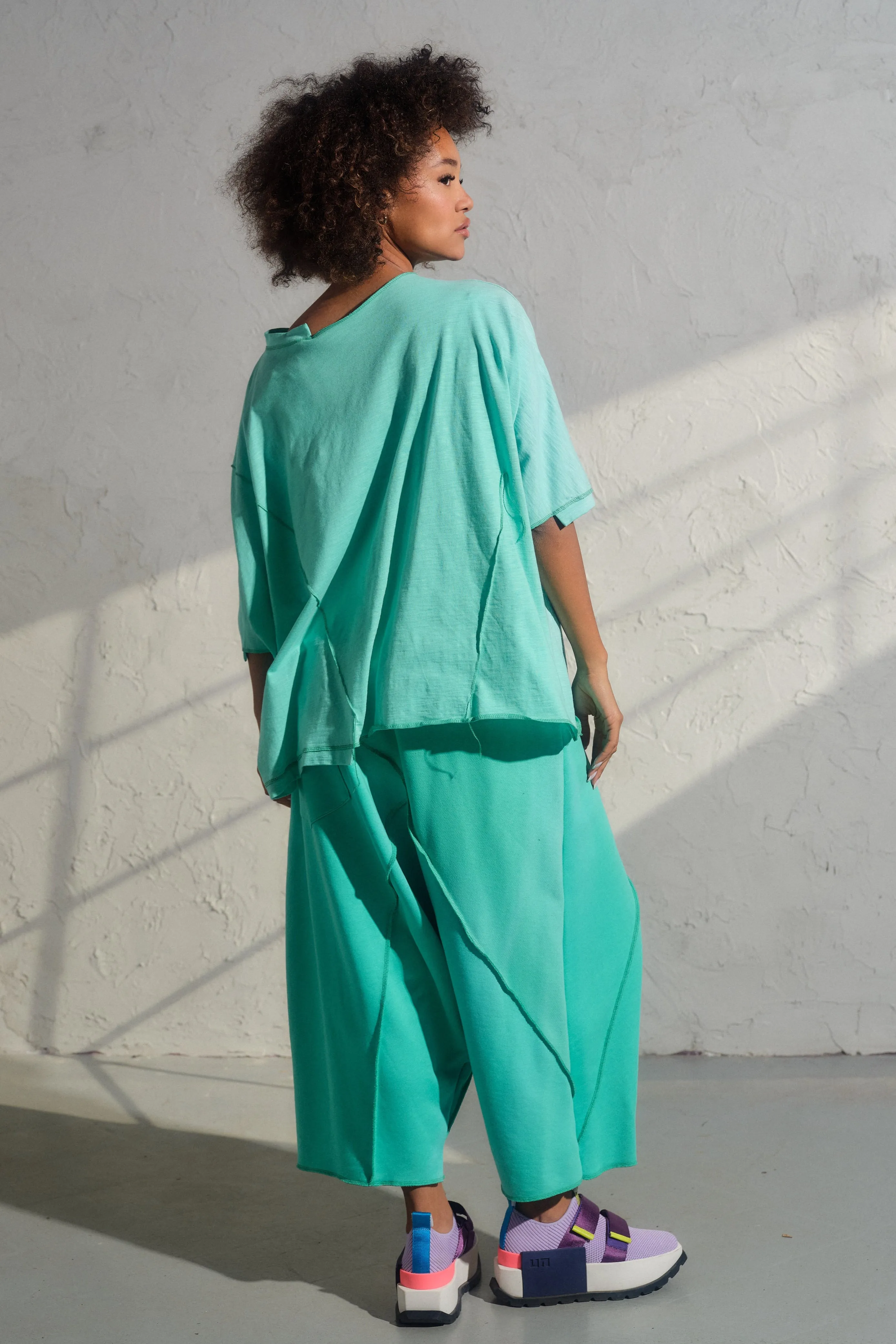 Casual set of two - organic cotton baggy pants and viscose top