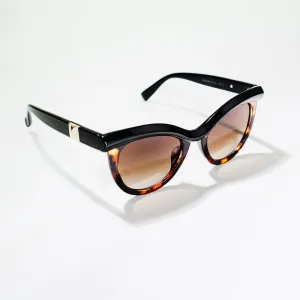 Chokore Vintage Cat-Eye Sunglasses with UV400 Protection (Black & Brown)