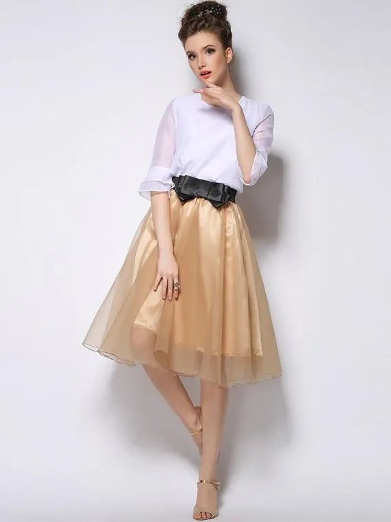 Clearance Sweet Bowknot Multi-layer A-line Pleated Tulle Skirt