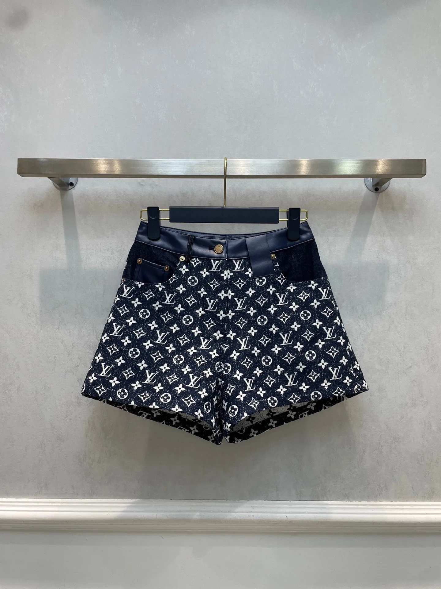 CLTH385 Monogram Denim Mini Shorts