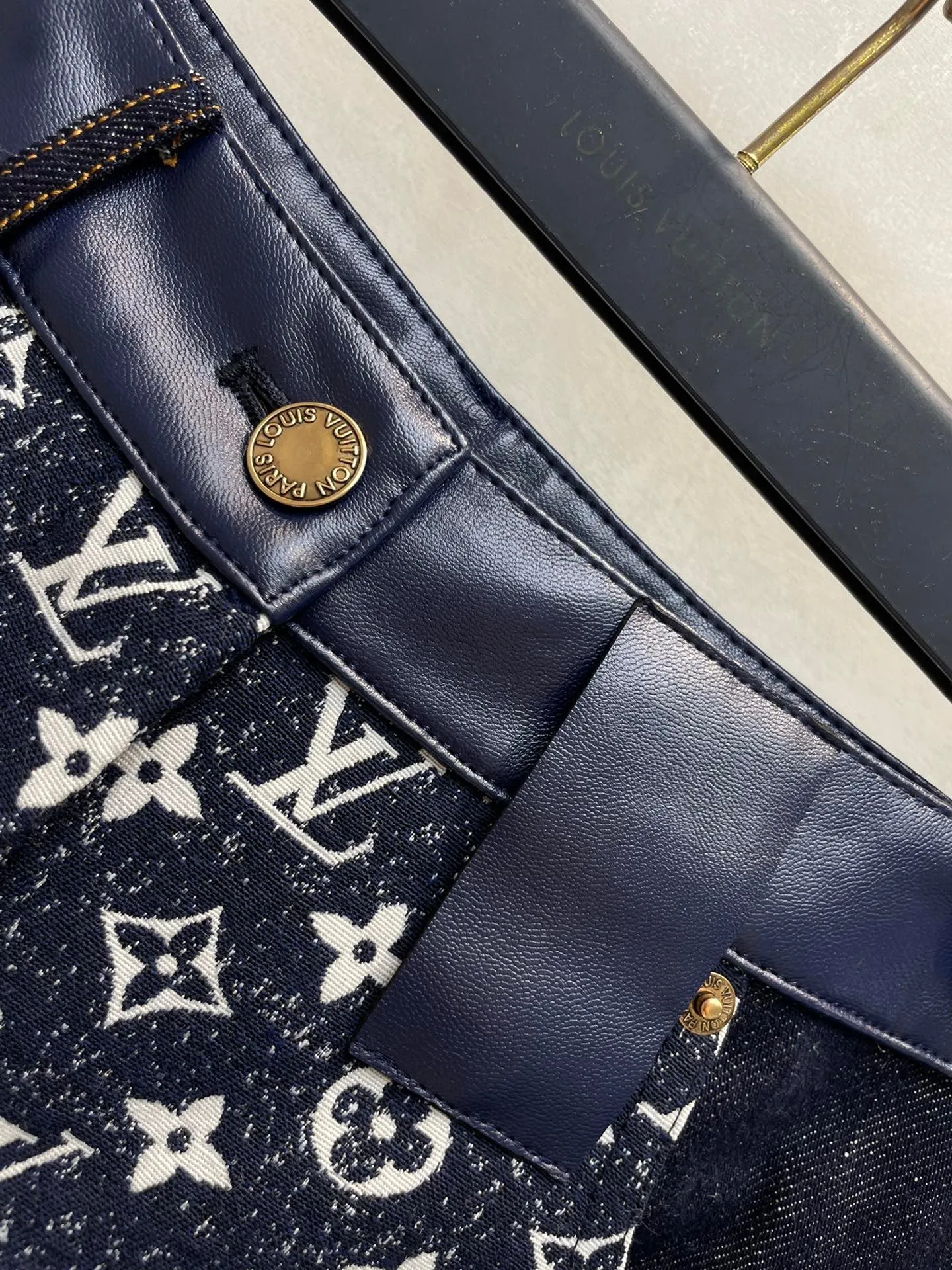 CLTH385 Monogram Denim Mini Shorts