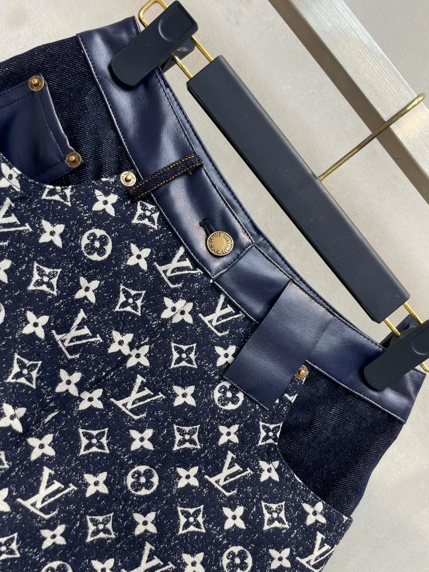 CLTH385 Monogram Denim Mini Shorts