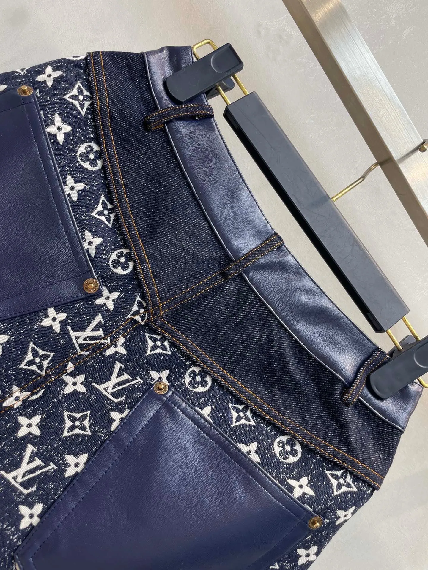 CLTH385 Monogram Denim Mini Shorts