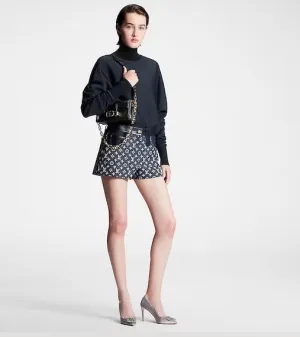 CLTH385 Monogram Denim Mini Shorts