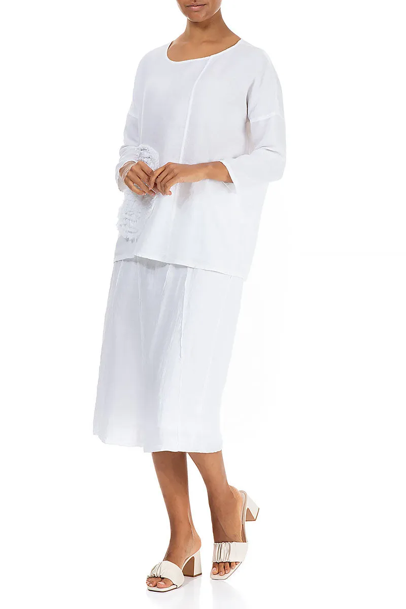 Cotton Waist White Linen Skirt