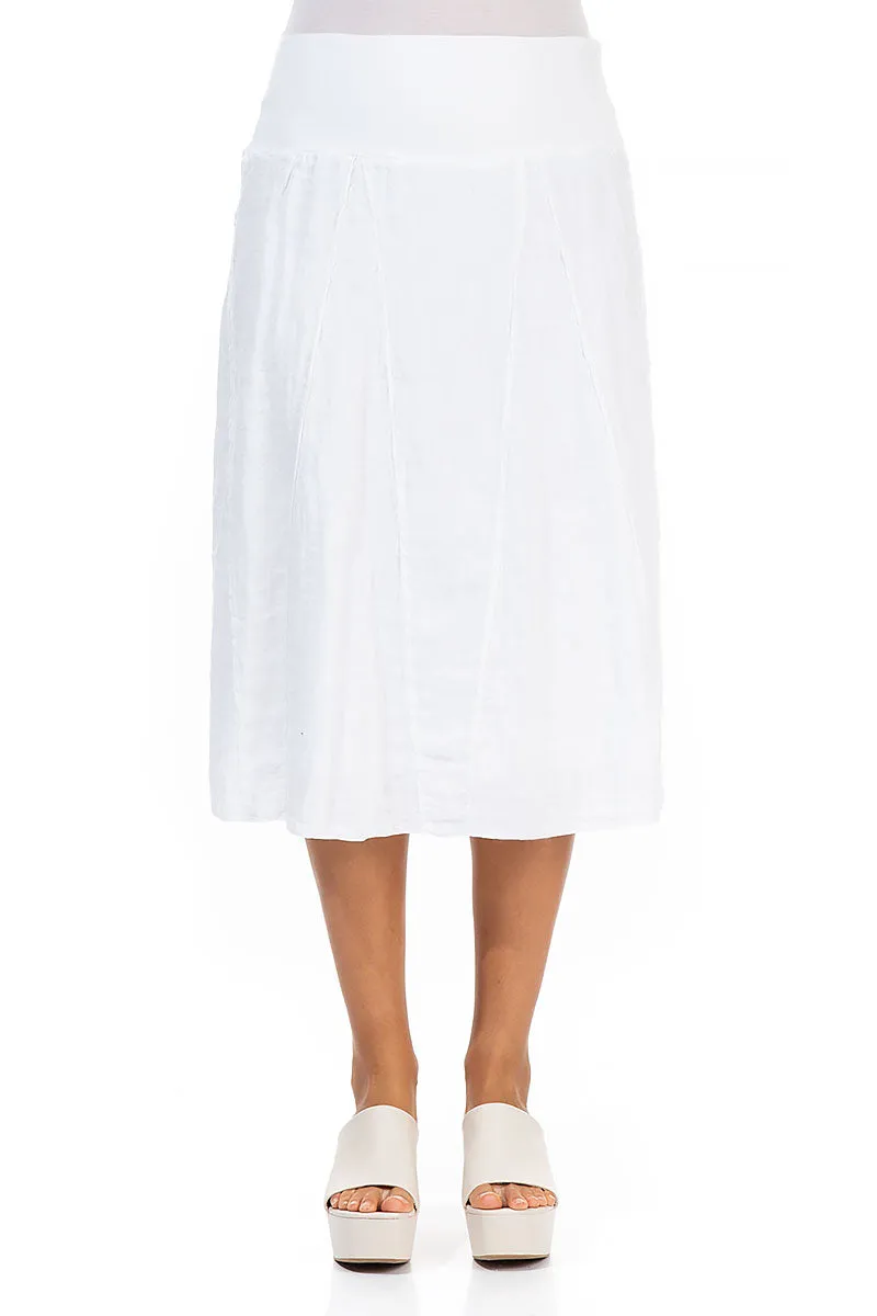 Cotton Waist White Linen Skirt
