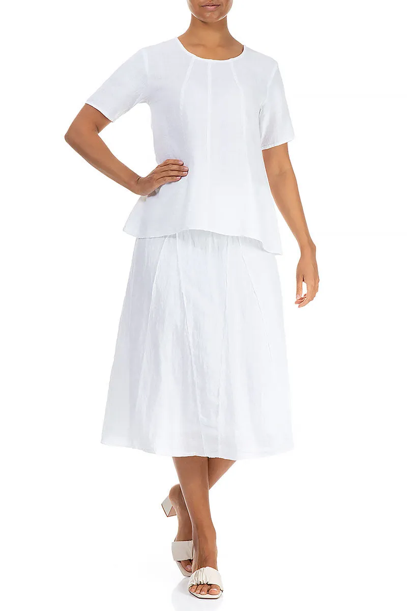 Cotton Waist White Linen Skirt