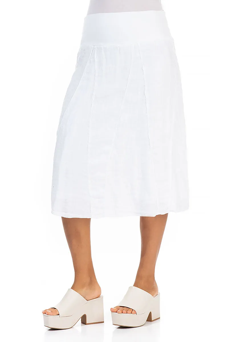 Cotton Waist White Linen Skirt