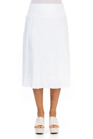 Cotton Waist White Linen Skirt