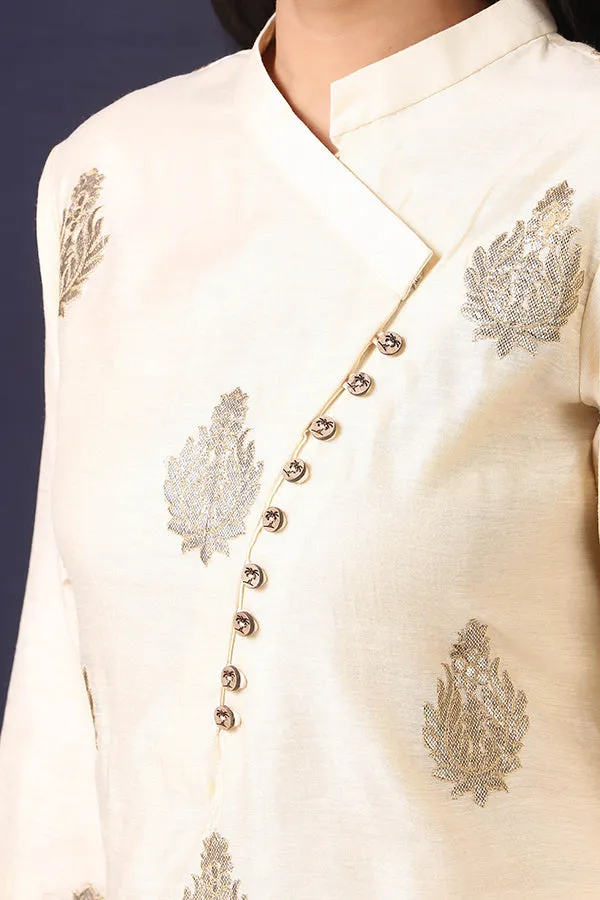 Cream Color Kurta Set with Foil Motif