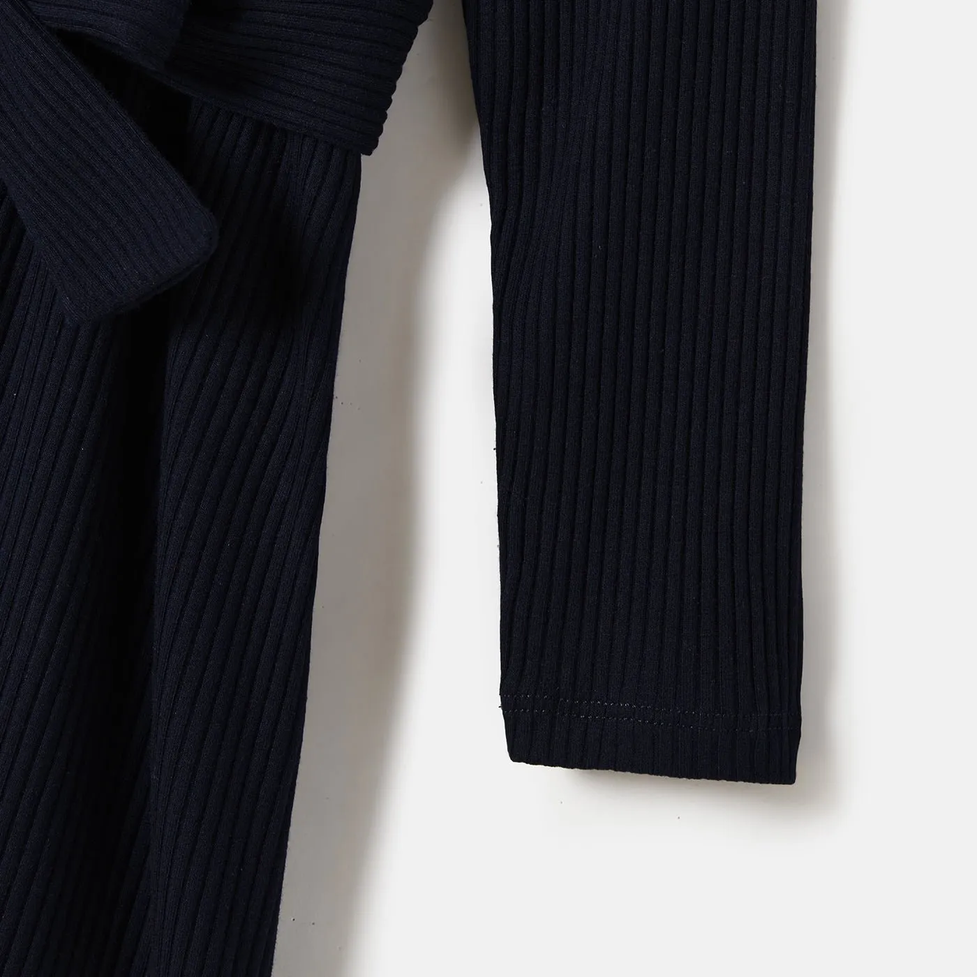 Family Matching Long-Sleeved  Knit Dresses And Color-Block Knit Tops Sets