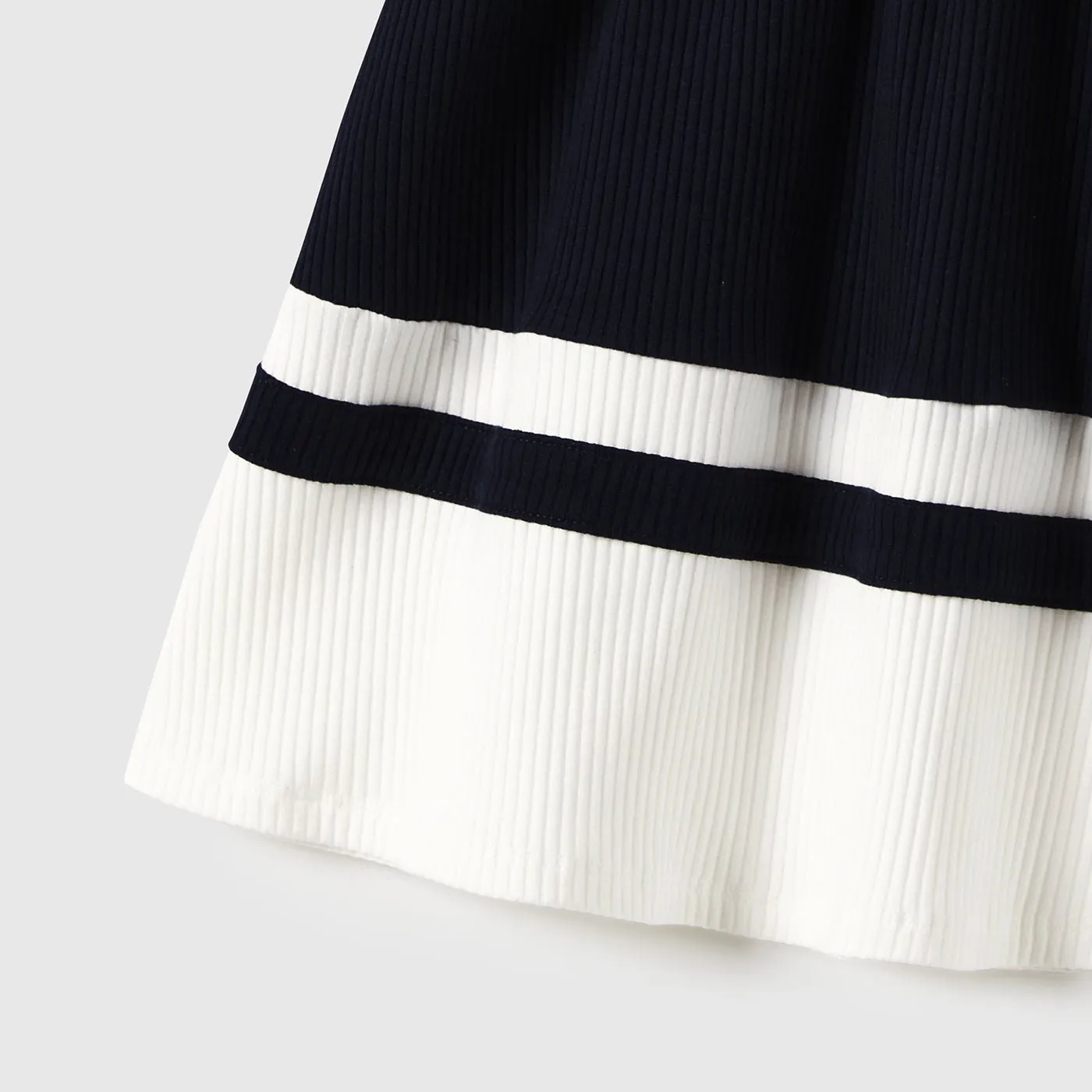 Family Matching Long-Sleeved  Knit Dresses And Color-Block Knit Tops Sets