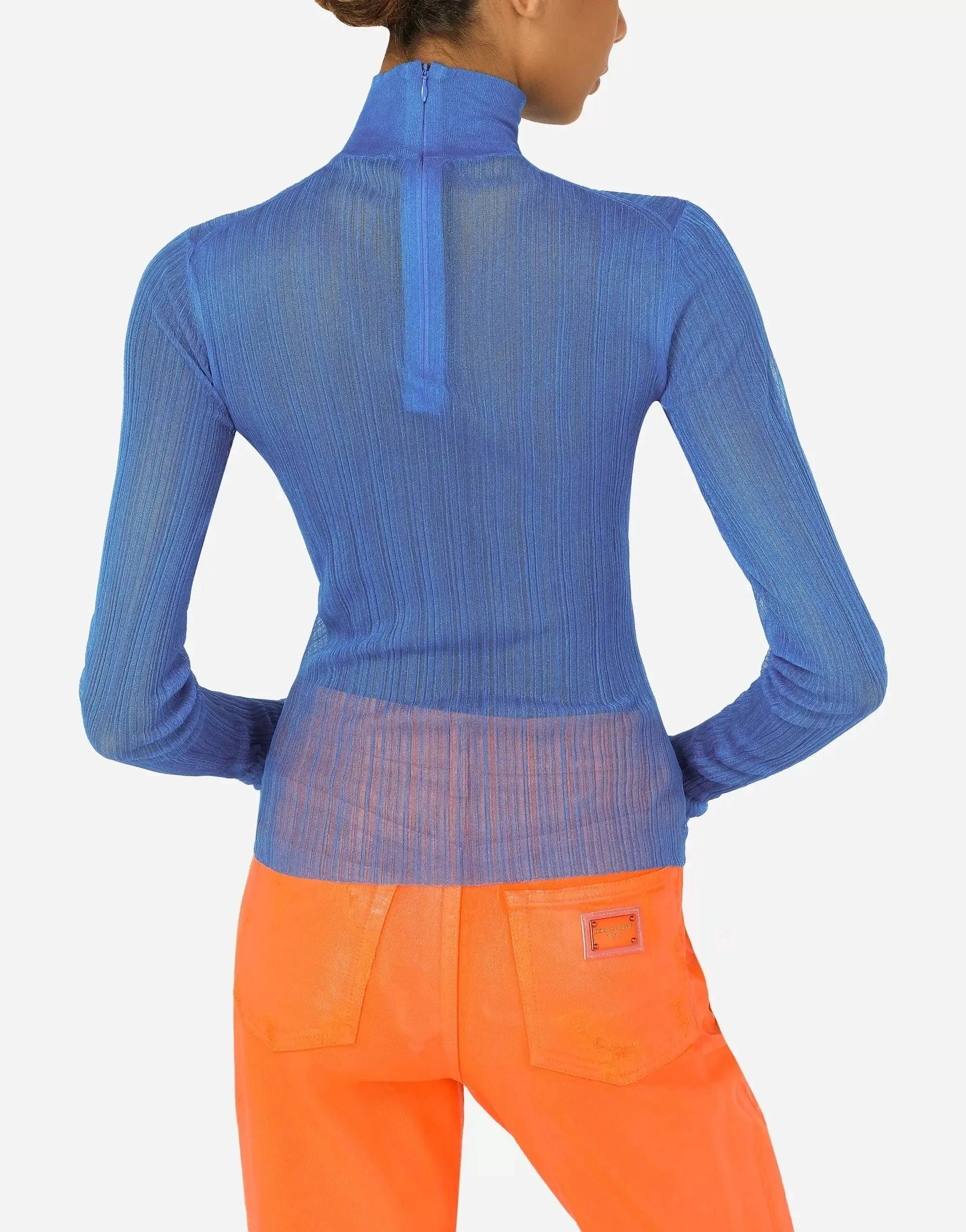 Fine-Rib Turtle-Neck Sweater