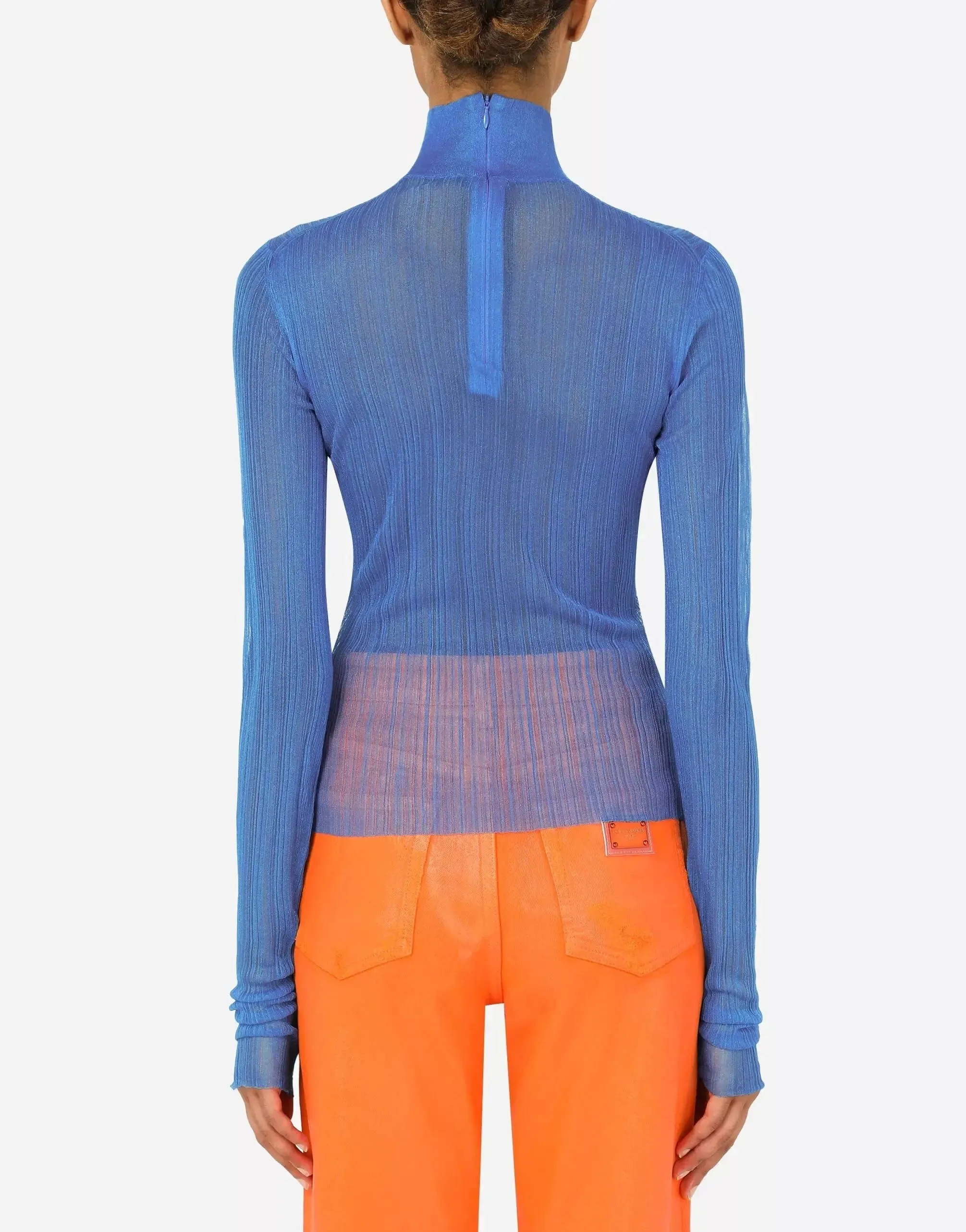 Fine-Rib Turtle-Neck Sweater