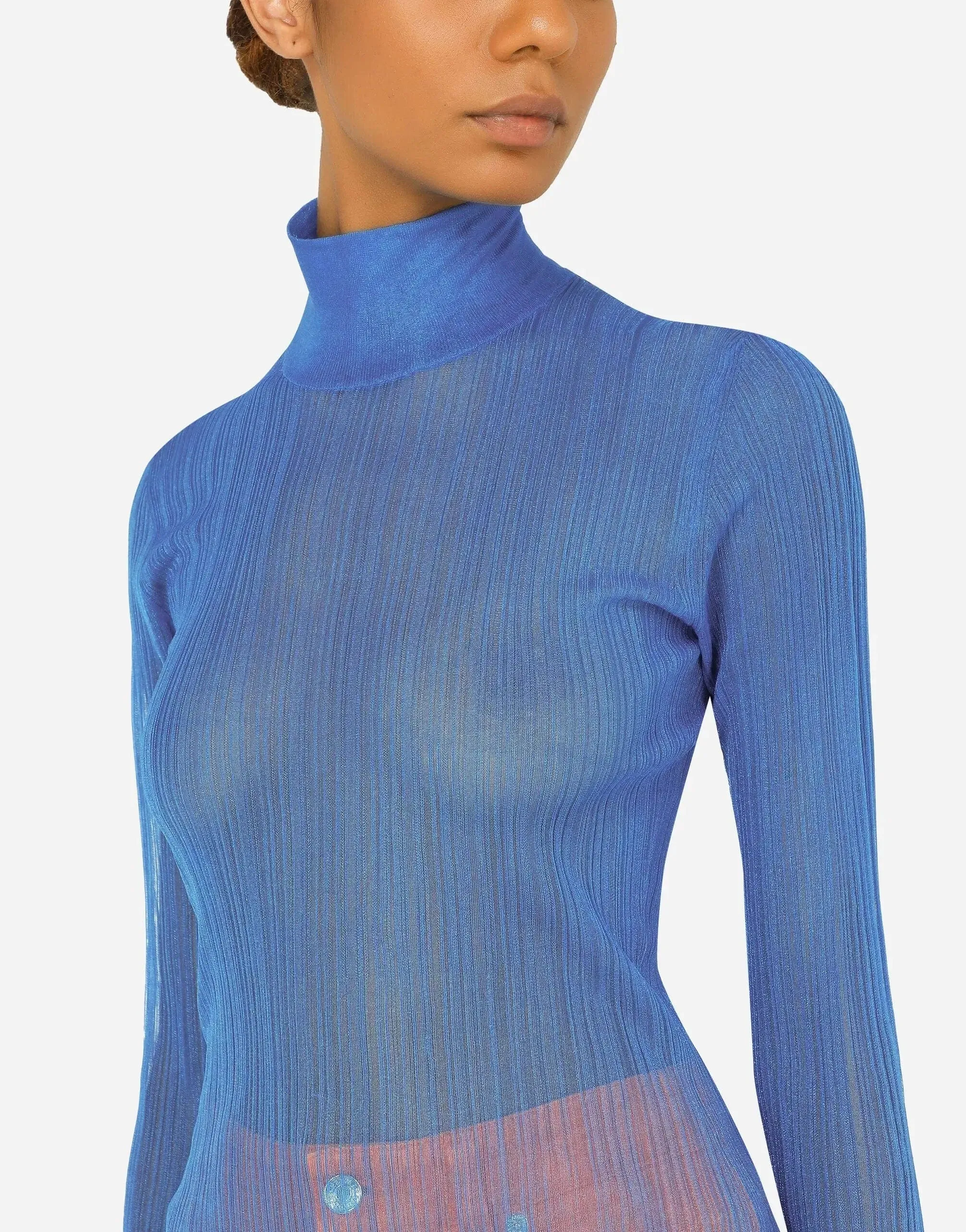 Fine-Rib Turtle-Neck Sweater