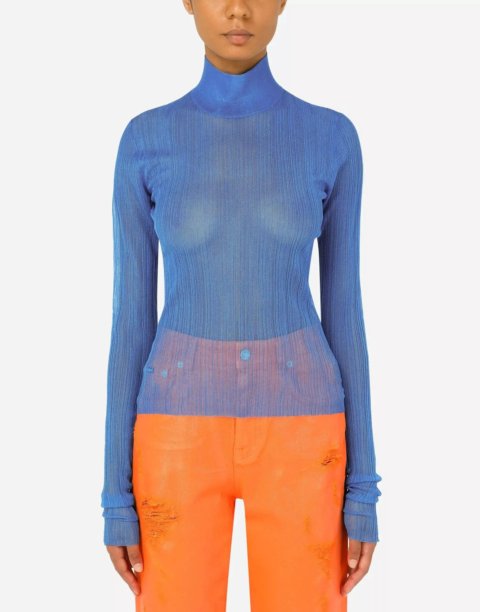 Fine-Rib Turtle-Neck Sweater