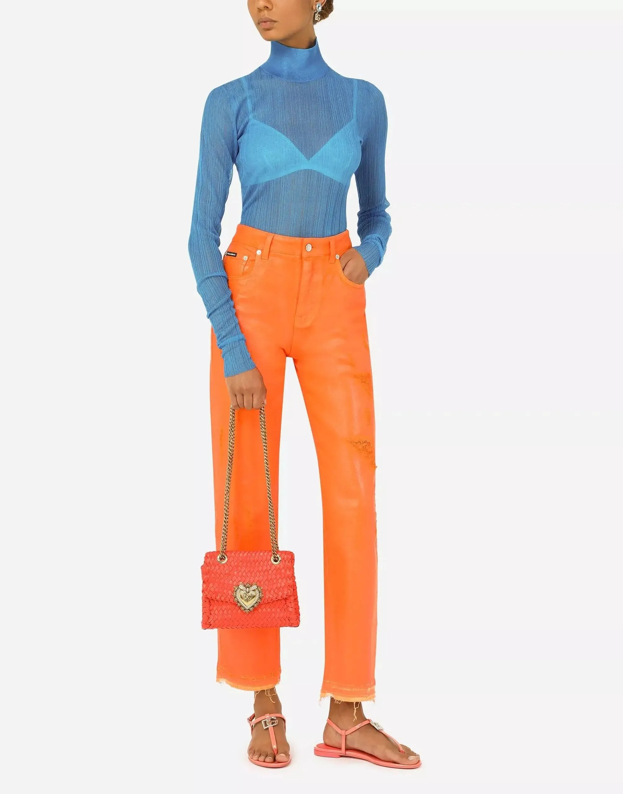 Fine-Rib Turtle-Neck Sweater