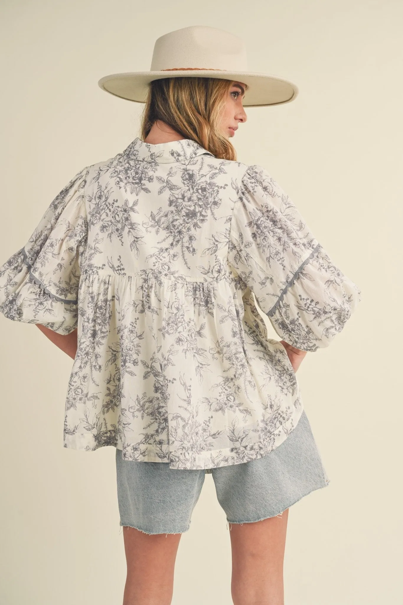 Floral Print Babydoll Top