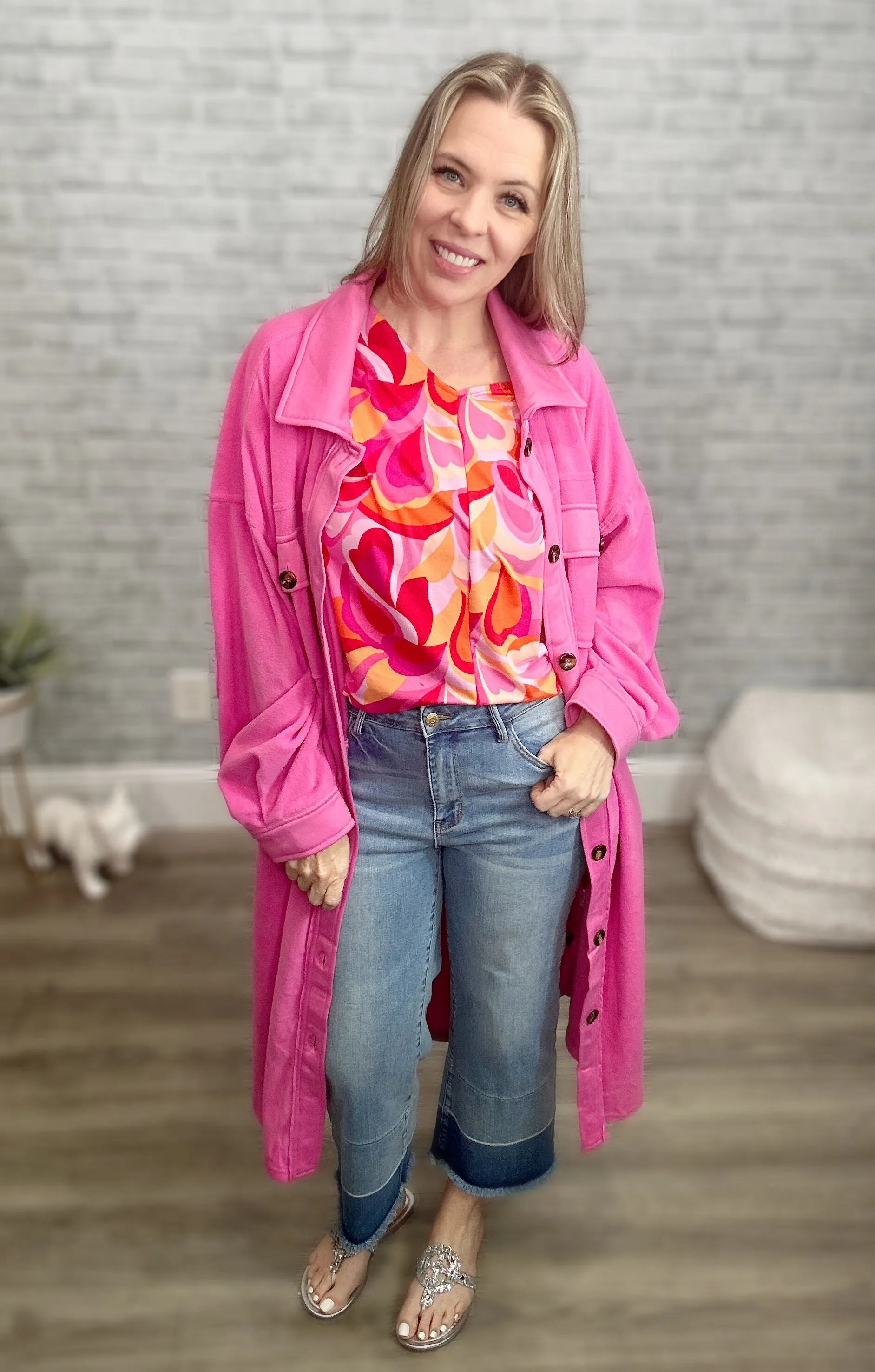 Geometric Hearts Soft Short Sleeve Top