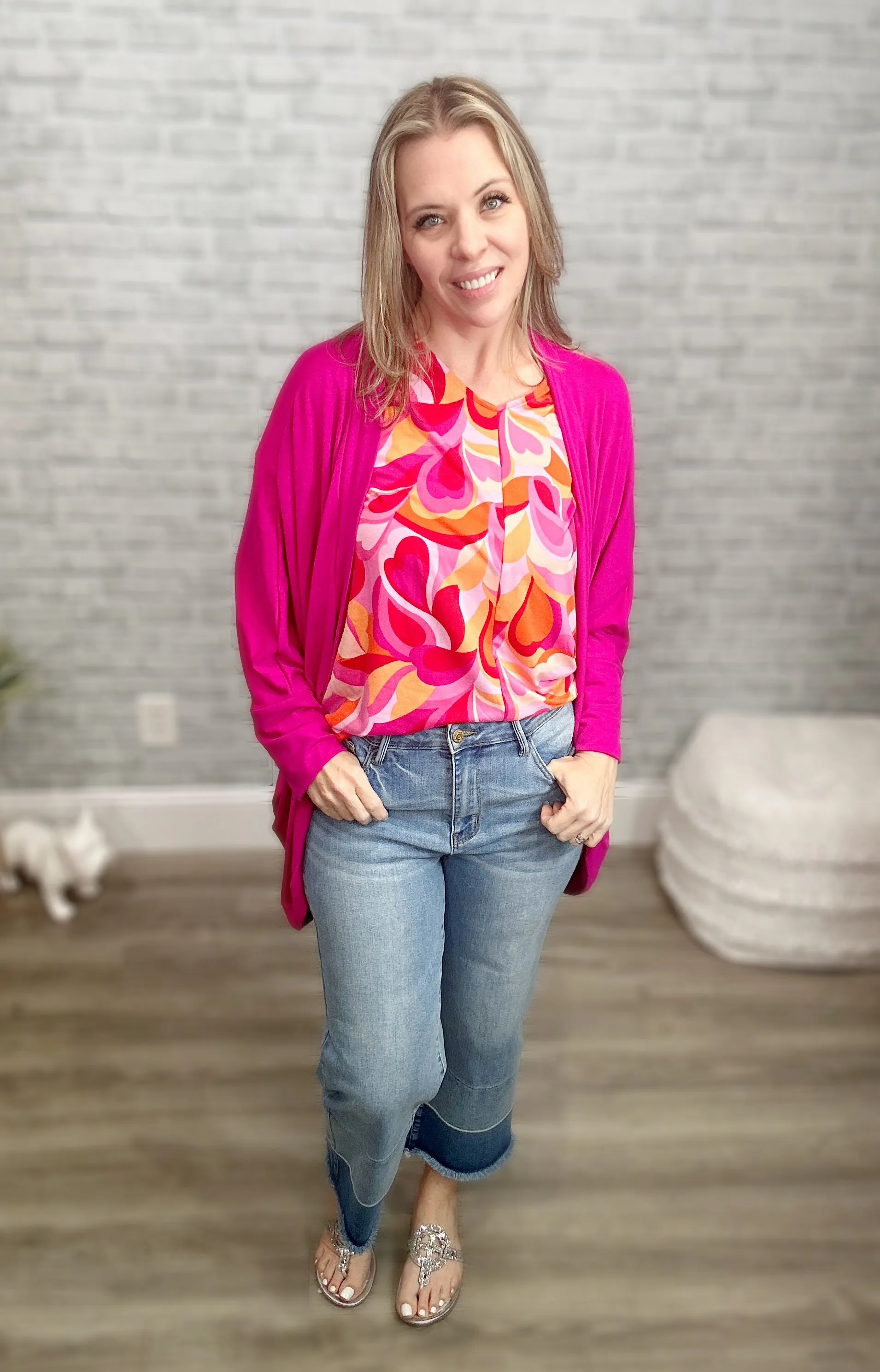 Geometric Hearts Soft Short Sleeve Top