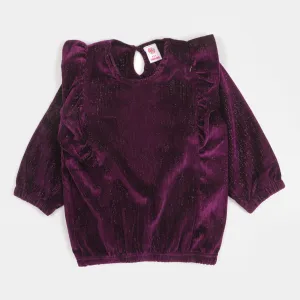 Girls Velvet Casual Top Glamorous - Purple
