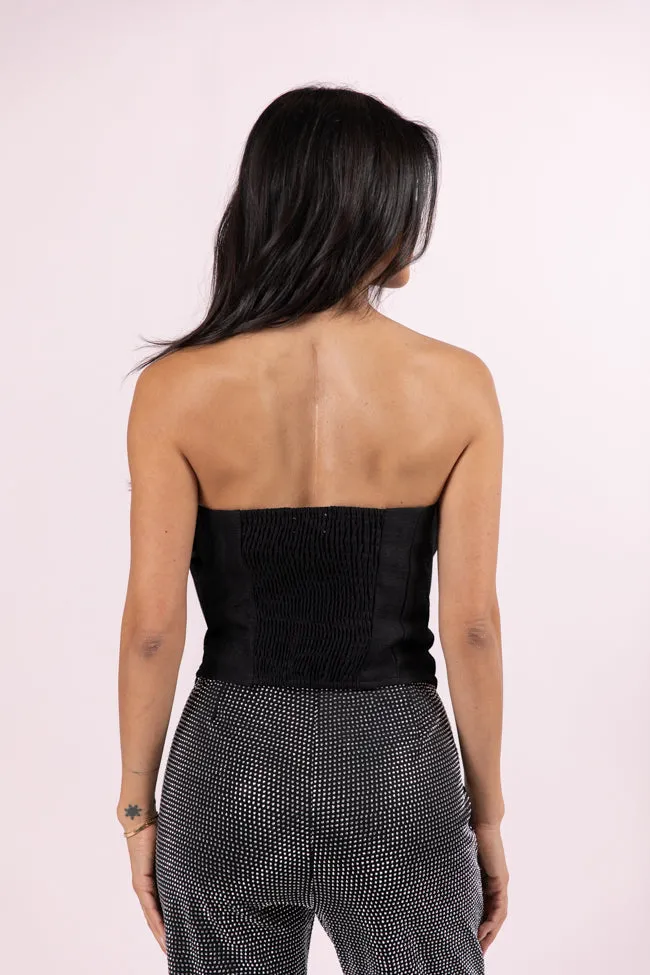 Glamorous Moments Black Strapless Bow Top FINAL SALE
