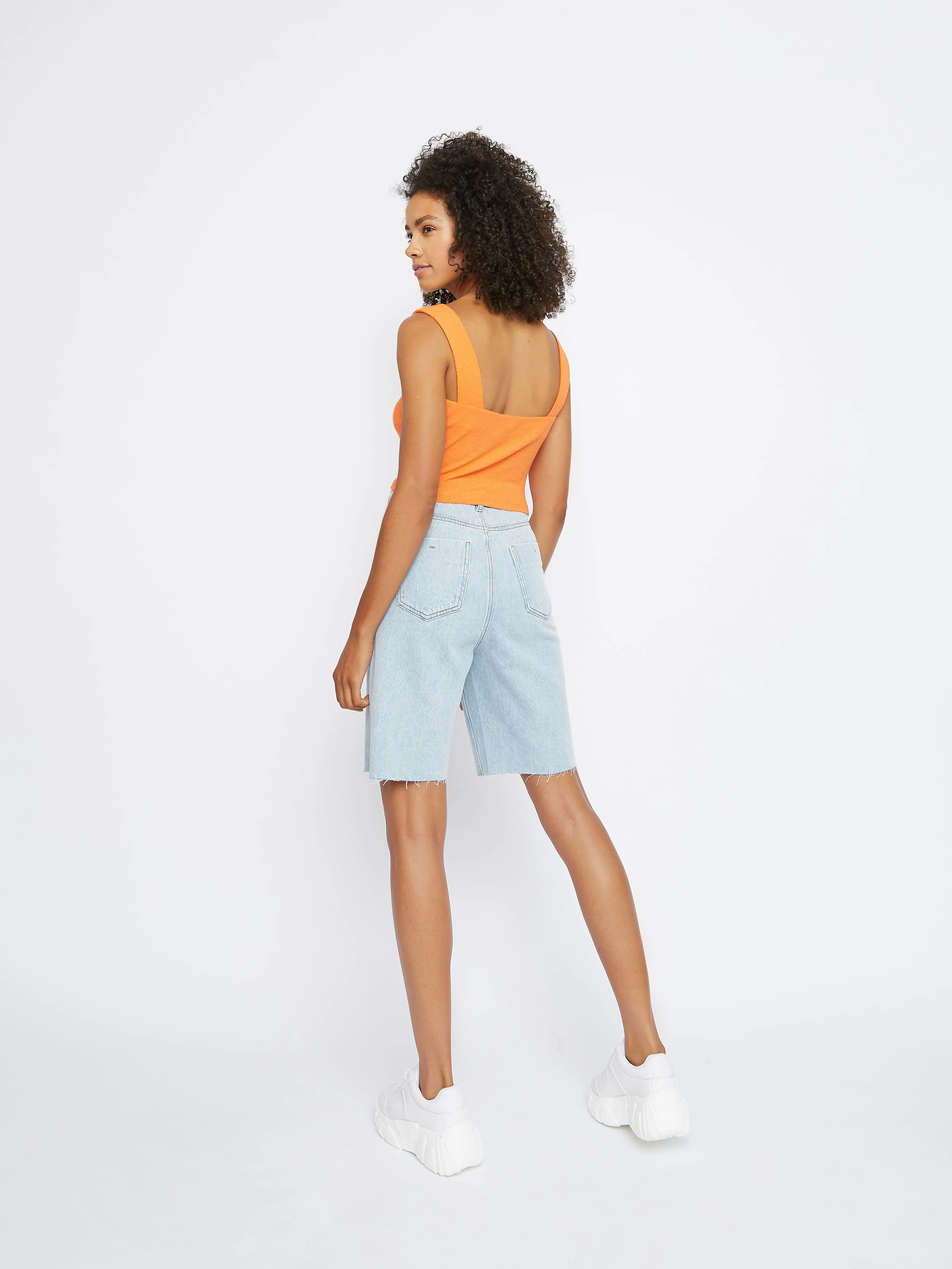 Glamorous Orange Ribbed Crop Top