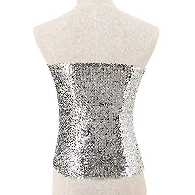 Gold Sequin Strapless Tube Top